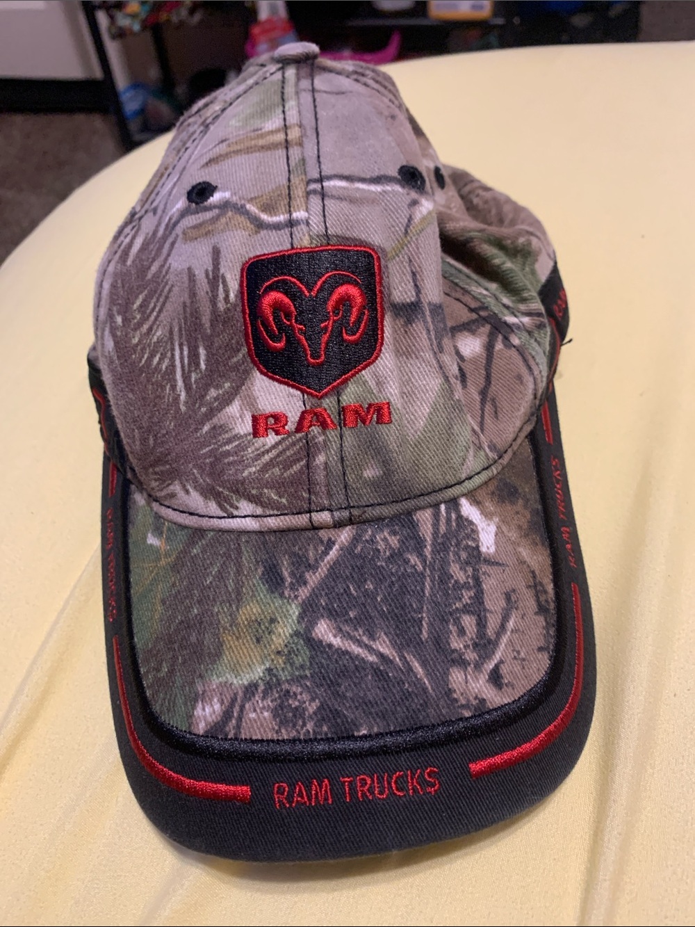 RAM Trucks Camo Baseball Cap with Red Logo